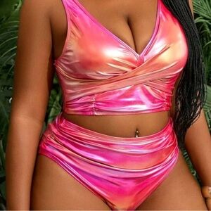 Stunning pink bikini. High waisted.